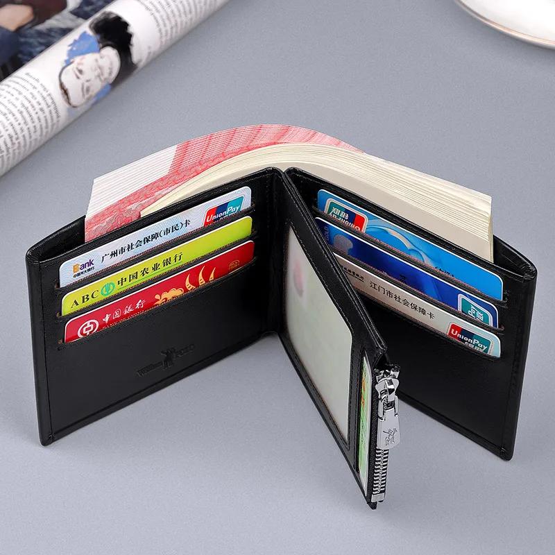 Williampolo Men's Slim Wallet Genuine Leather Mini Purse Casual Design Triple fold Wallet Brand Short Slim New Wallet