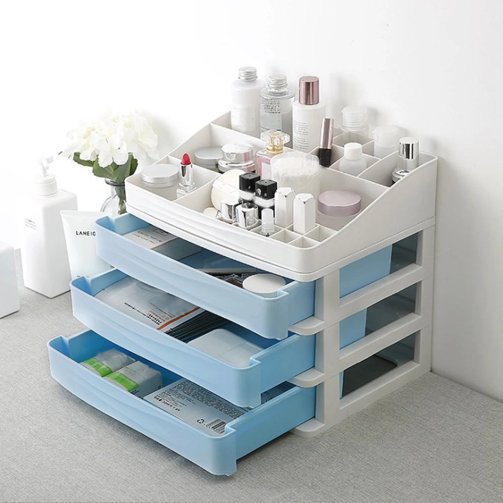 

Plastic Cosmetic Drawer Makeup Organizer Makeup Storage Box Container Nail Casket Holder Desktop Sundry Case Bathroom Desktop
