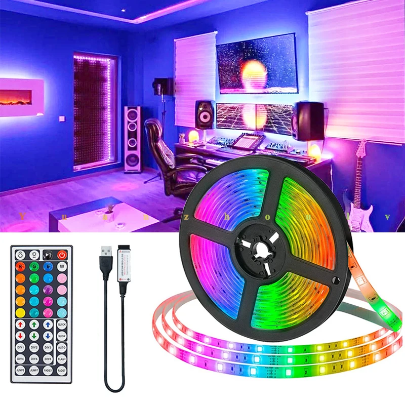 

LED Neon Strip Strip Light USB 5050 SMD DC 5V Flexible LED Lamp Tape Ribbon RGB 0.5/1/2/3/5/10M Desktop TV BackLight with Remote
