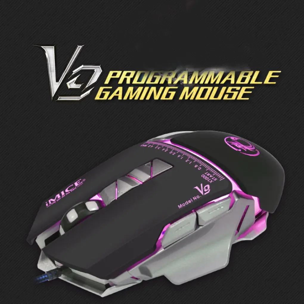 IMICE V9 Проводная игровая мышь, Макросъемка на заказ, 7 кнопок, 3200 dpi, оптическая мышь, геймер, подсветка, дышащие мыши, ПК, ноутбук