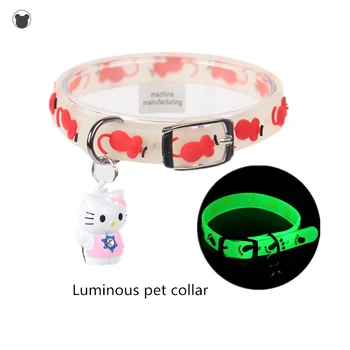 

1Pcs Rubber luminous Pet Collar Metal buckle Color bells collar Comfortable fit noctilucence cat puppy kitten dog Collar