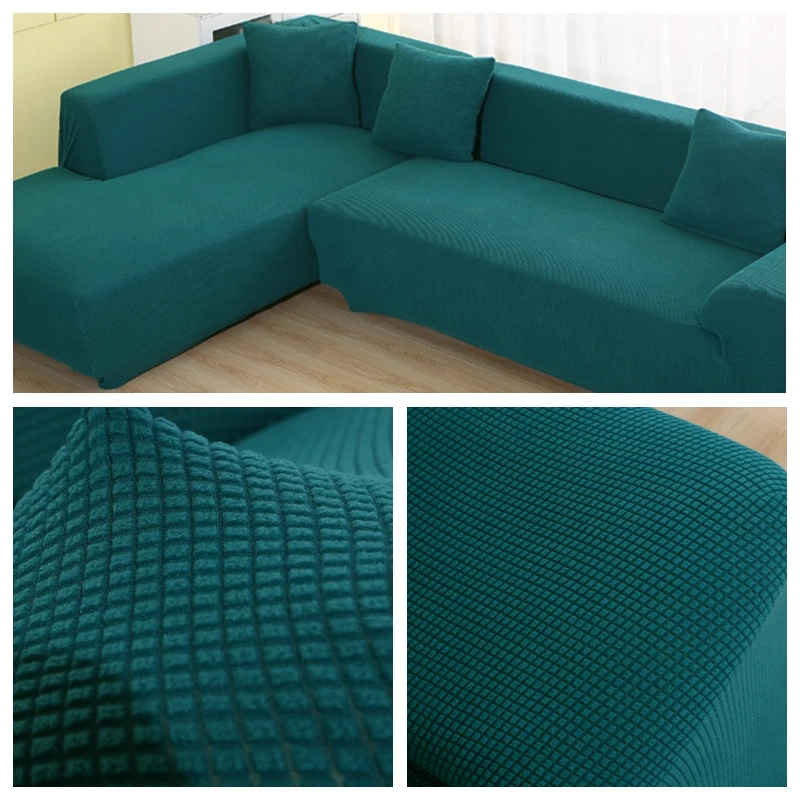 Dark Green Эластичный чехол для дивана домашний декор Fundas Sofa Slipover высокое качество Бархатные чехлы для диванов для гостиной твердый секционный чехол для дивана - Цвет: Dark Green