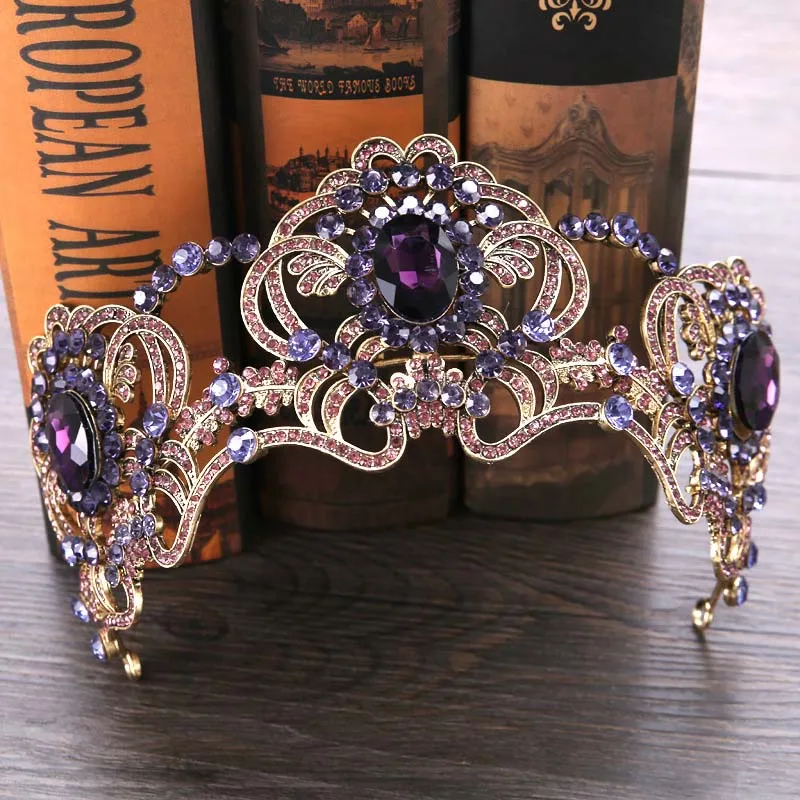Новая мода фиолетовая кристальная Корона диадема королева принцесса Театрализованная тиара невесты свадебные украшения для волос mujer moda