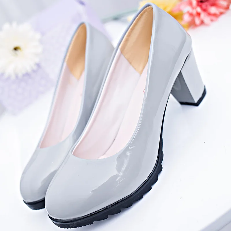 

2016 Spring And Autumn Korean-style New Style WOMEN'S Shoes Chunky-Heel Shoes round Shallow Mouth Business Semi-high Heeled Work