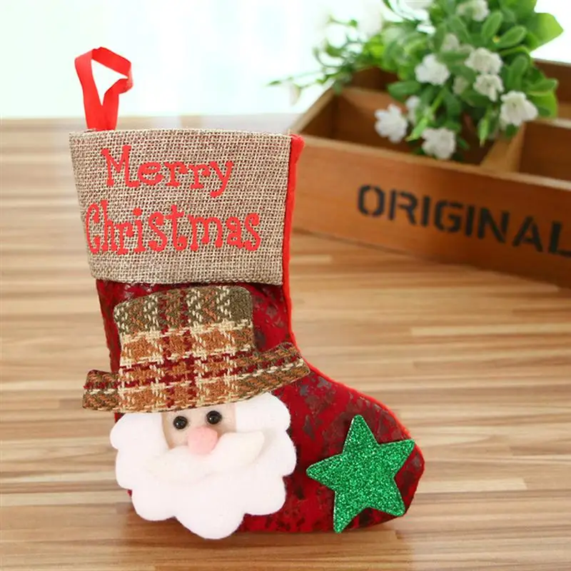 4 шт. рождественские носки Подарочная сумка Санта Снеговик Олень конфеты сумки для камина стены Рождественская елка Висячие конфеты мешок Рождественский Декор A35