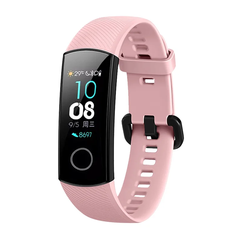 Силиконовый ремешок-браслет для huawei Honor Band 5 Смарт-браслет сменный Браслет ремешок для аксессуаров для huawei Honor Band 5 Correa - Цвет: Pink