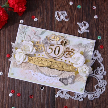 

YaMinSanNiO Word Dies Anniversary Frame Metal Cutting Dies Craft For DIY Scrapbooking Paper Card Making Decorative Embossing