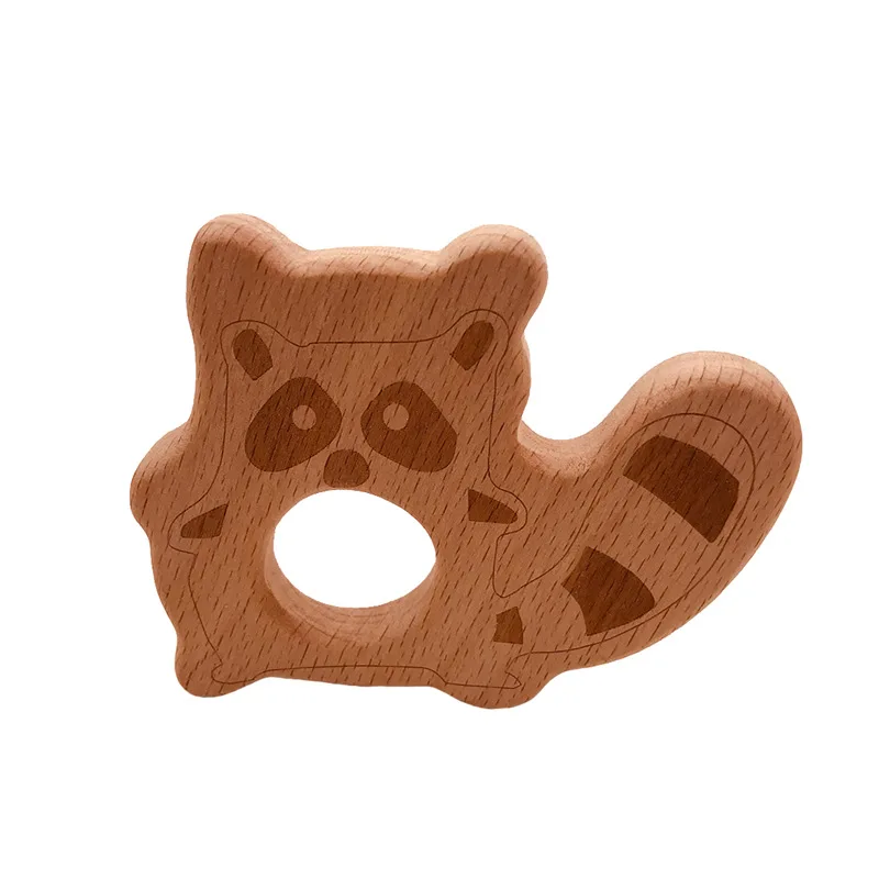 1pcs Infant Baby Teether Beech Wood Teethers Animal Shape Wood Baby Toy Teething Accessories Kid Teething Pendant Nursing Holder - Цвет: C828