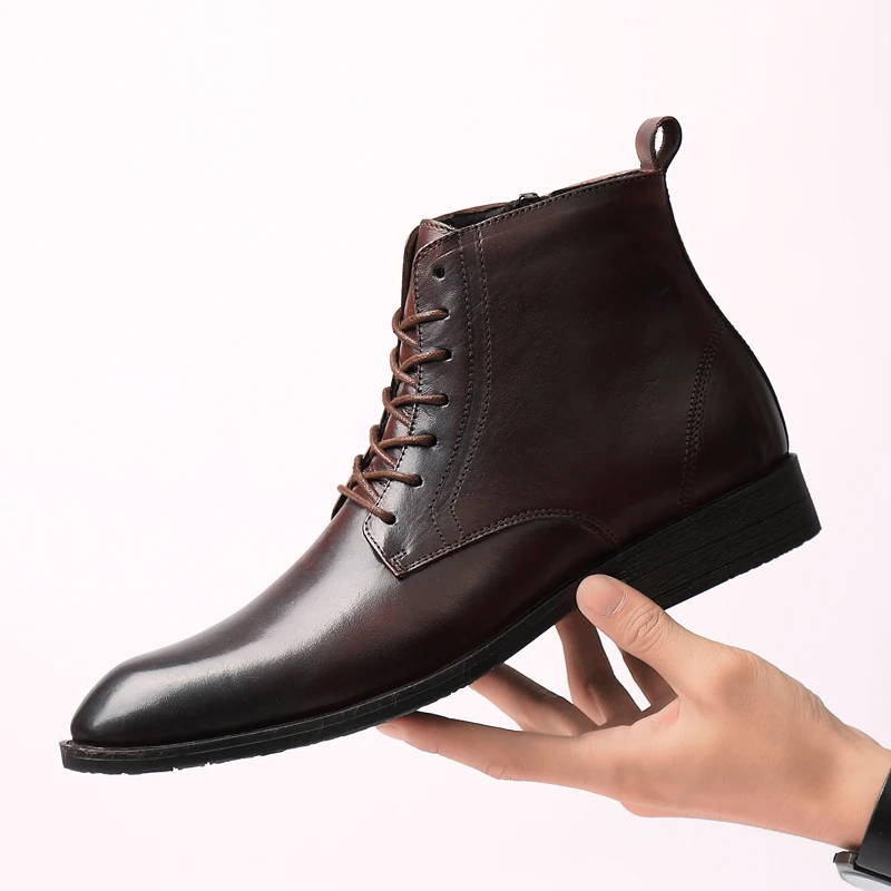 Mring/Зимние полуботинки в английском стиле; деловые мужские ботинки; повседневные Ботинки martin; мужские кожаные ботинки; обувь с заостренным носком на толстой подошве - Цвет: Многоцветный