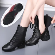 Новые зимние высокие танцевальные сапоги для женщин, с боковой молнией, кожа, танцевальная обувь для джаза, современные танцевальные кроссовки, термо бальные туфли, 34-42