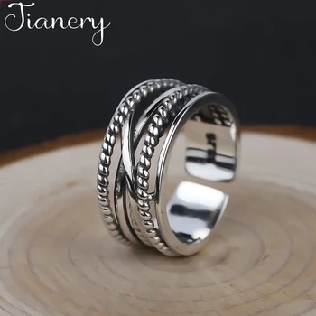 

JIANERY Bohemian Retro 925 Sterling Silver Multi-layer Rings For Women Lady Party Solid Pure Silver Jewelry Statement Rings