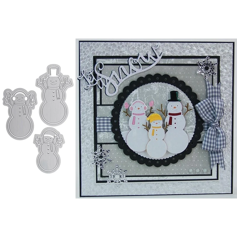 

3-piece Set Lovely Snowmans Winter Christmas Useful Metal Cutting Dies For DIY Scrapbooking Paper Cards Crafts Dies New 2019