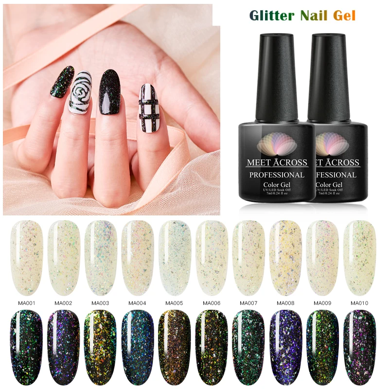 

Holographic Irregular Sequins Nail Polish Glitter Laser Uv Gel Hybrid Multi-colored Manicure Nail Art UV LED Gel Lacquer