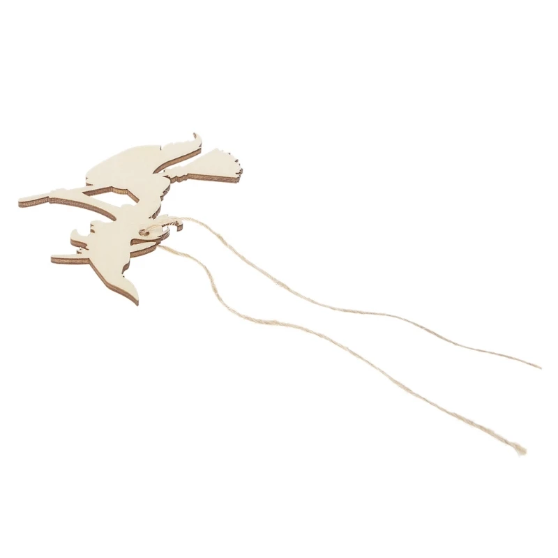 

10x Wood Halloween Witch Hanging Pendant Home Decoration DIY Ornament With Ropes