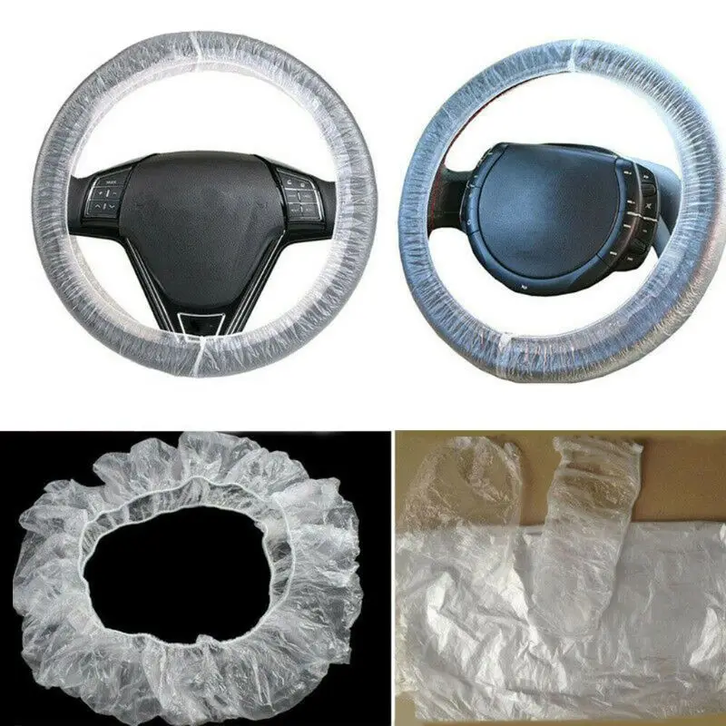 

500Pcs Car Disposable Steering Wheel Cover Plastic Clear Protection Waterproof Universal Car Accessories for Driving Service