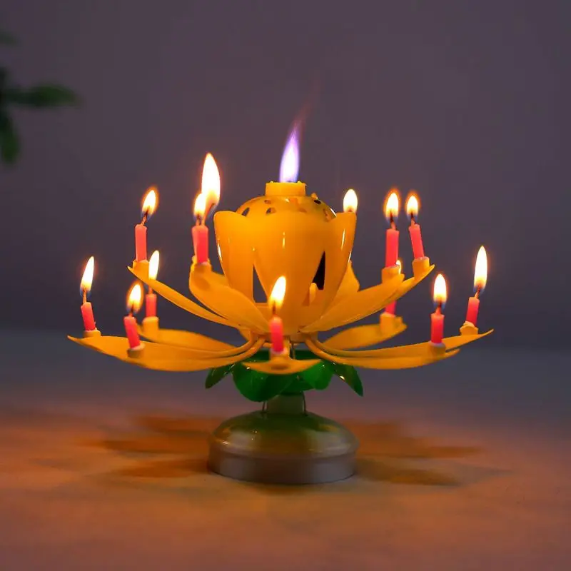 14 Candles Music Birthday Cake Candles Creative Lotus Flower Festival