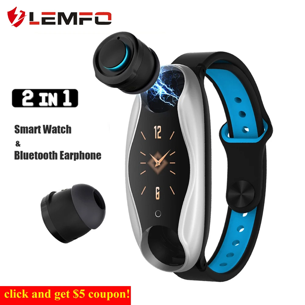 LEMFO LT04 мужские умные часы Bluetooth наушники 2 в 1 BT 5 0 женские Android IOS звонки Siri