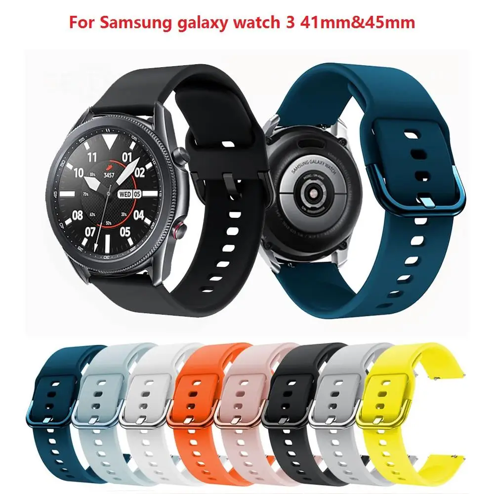 For-Samsung-galaxy-watch-3-41mm-45mm-Smart-Watch-20mm-watch-strap-Silicone-Watchbands