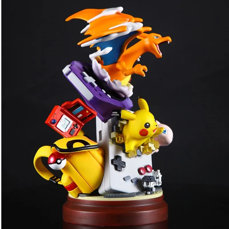 9" Cartoon Animal Statue Pikachu Bust Charizard Full-Length Portrait Feature Decoration GK Action Figure Toy BOX 23CM V664