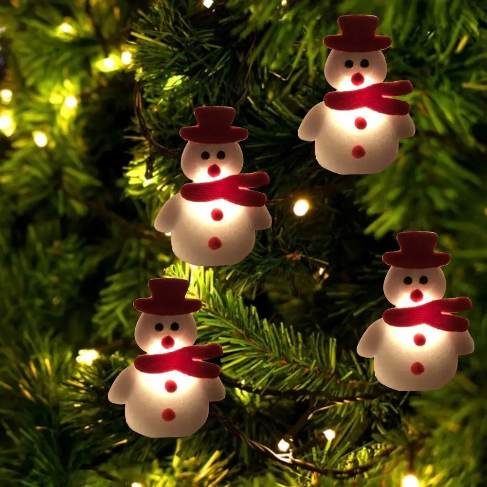 

LED Snowman Christmas Tree Garland String Lights Snowflakes String Fairy Lights Hanging Ornaments Navidad Natal 2021 New Year