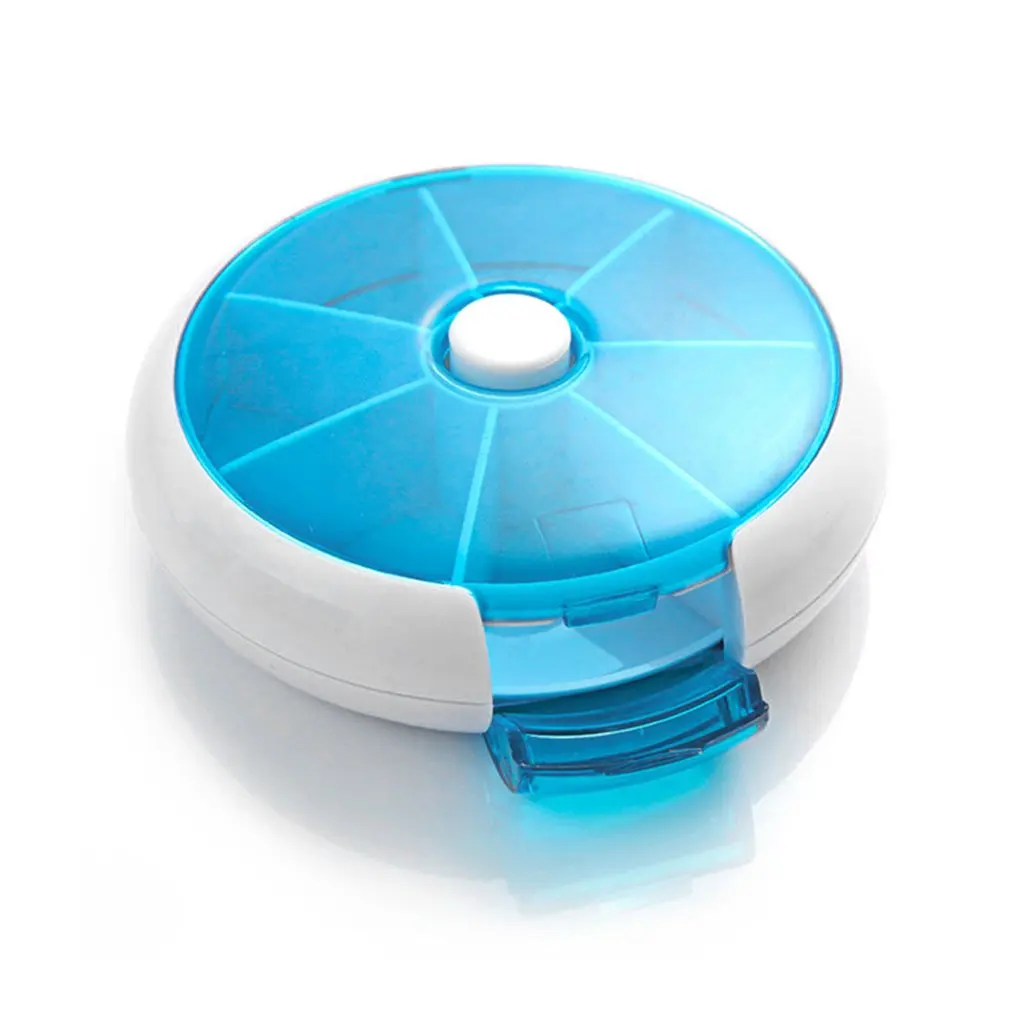 

Automatic Rotary Round Shape Medicine Pill Box Compact 7 Days Weekly Travel Medicine Holder Tablet Storage Case Container