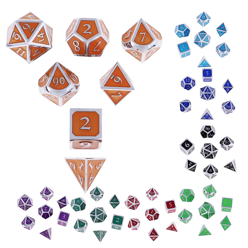 Board Gaming Dices Set of 7 Dice Poly Polyhedral Dice D4 D6 D8 D10 D12 D20 for Role Cup Player 