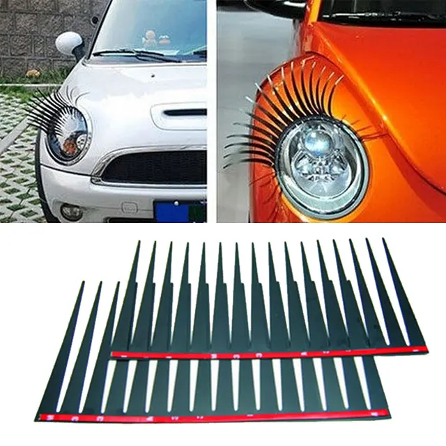 Auto Aufkleber 2 stücke 3D Charming Schwarz Falsche Wimpern Gefälschte Wimpern  Aufkleber Auto Scheinwerfer Lustige Aufkleber Für Käfer