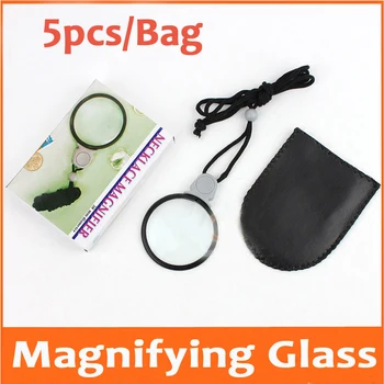 

5pcs 3X 48mm Elegant Necklace Gift Magnifying Glass Hanging decorative metal chain mirror Toy glass lens magnifier for Children