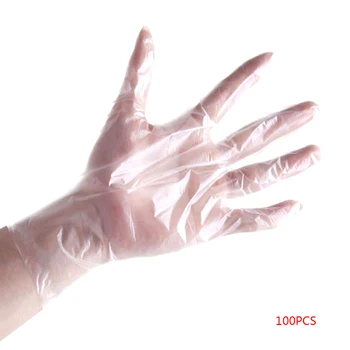 

100pcs Disposable Gloves Garden BBQ PE Plastic Disposable Gloves Multifuction Restaurant Kitchen Hand protection Tool