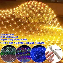 

LED Mesh Net Light 1.5x1.5M/2x2M/3x2M/6x4M Christmas Lights Connectable Waterproof Outdoor Flashing Fairy String Wedding Decor