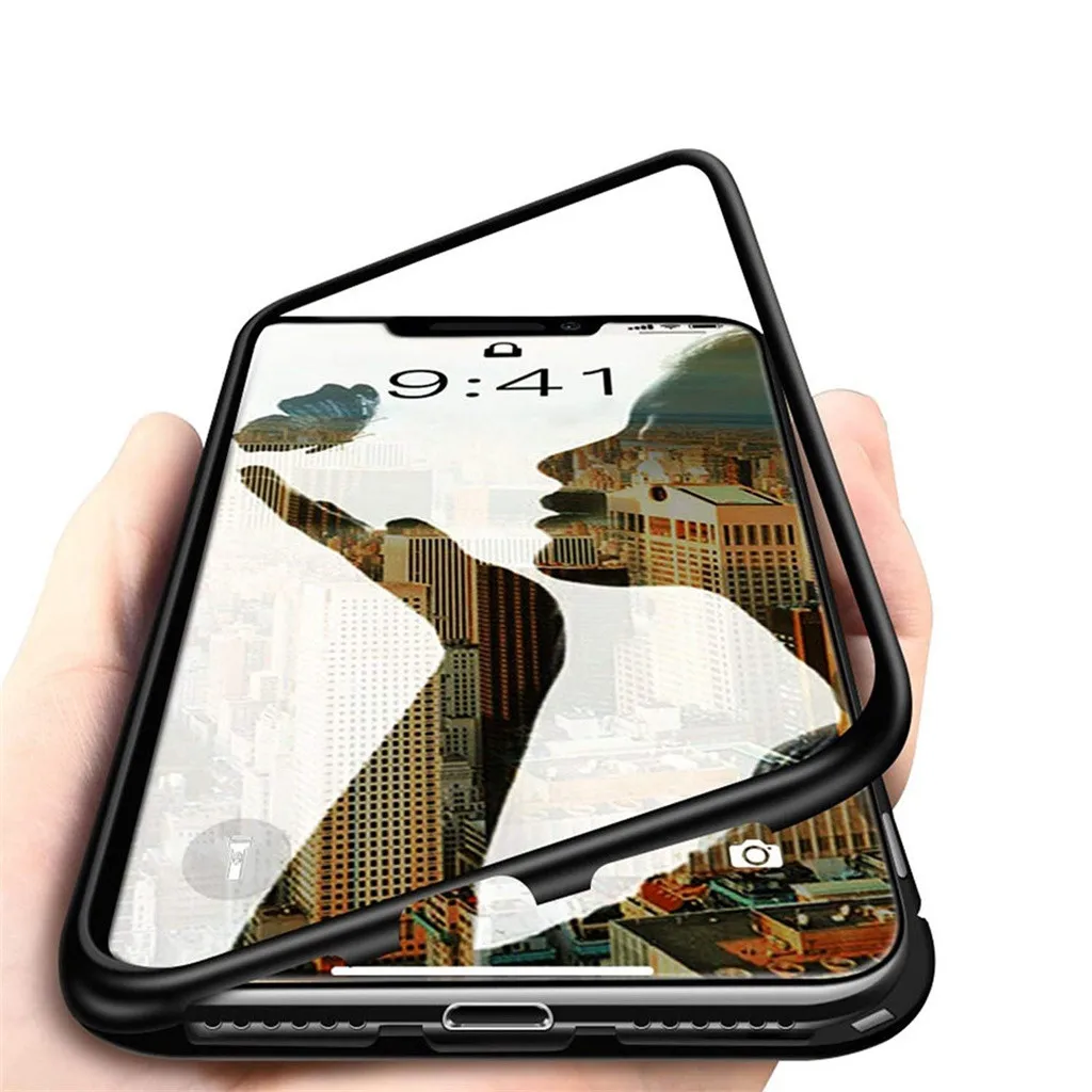 Mosunx для iPhone 11 Pro 5,8 дюймов/Pro Max 6,5 дюймов/6,1 дюймов Магнитная Адсорбция металлический бампер стеклянный чехол Защитный от пыли