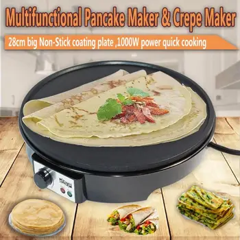 

1000W Electric Crepe Pancake Non-Stick Maker Electric Skillets Griddle with Batter Spreader+Wooden Spatula