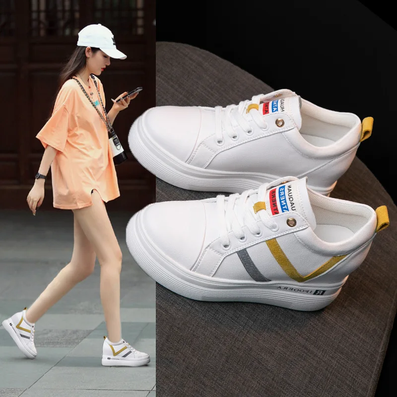 

Autumn Versatile Shoes White Shoes Children Online Celebrity 2019 New Style Thick Bottomed Extra High Breathable WOMEN'S Shoes T