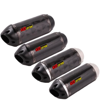 Universal Motorcycle Exhaust Tail Pipe Without Silencer 51mm Diameter 360mm Length Carbon Fiber Exhaust System For Modified