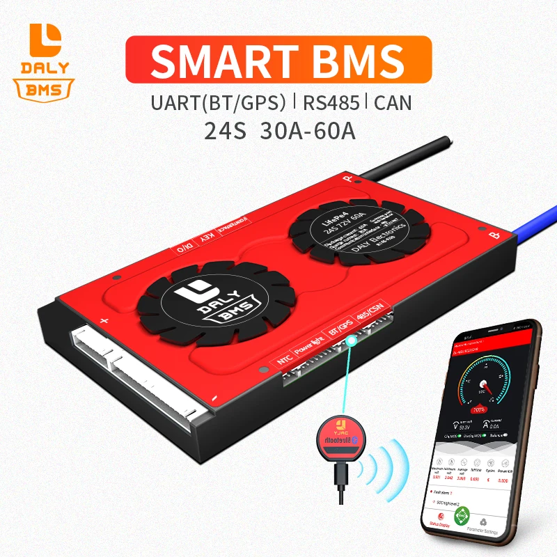 24S BMS Smart 3 2 V Lifepo4 72V 30A 40A 60A Защитная плата для литиевого аккумулятора с балансом