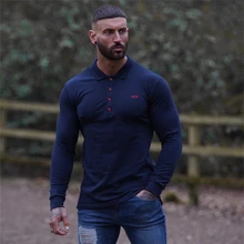 Модная футболка поло Для мужчин мужские футболки поло для активного отдыха и развлечений Фирменная Новинка Для мужчин s Slim Fit с длинным рукавом рубашки поло, повседневный стиль хлопковые рубашки-поло XXL