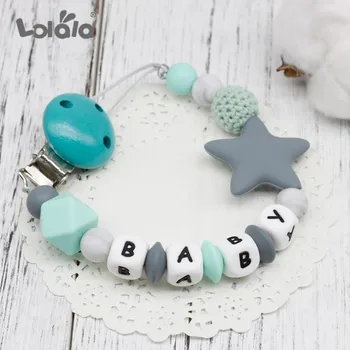 

NEW DIY Silicone Baby Pacifier Clip Personalised Name Colorful Pacifier Chain for Baby Teething Soother Chew Dummy Clips соска
