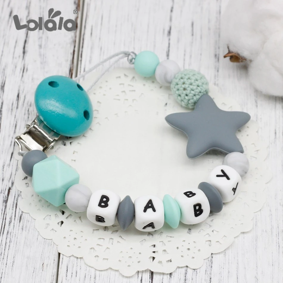 teething dummy clips personalised