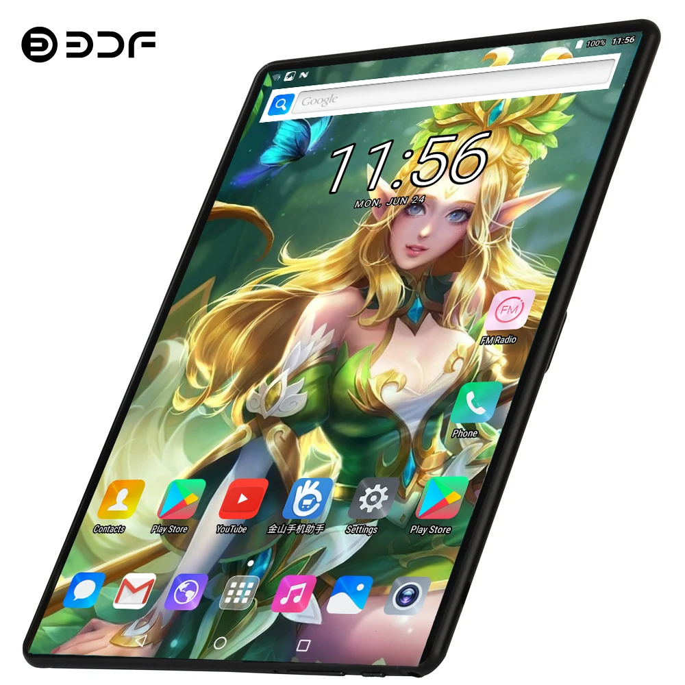 Günstige BDF Update 10 Zoll Tablet Pc 4G Anruf 8 GB 128 GB Dual SIM Dual Kamera Android 9,0 Zehn Core Karte WiFi Bluetoot FM Tablet 10,1