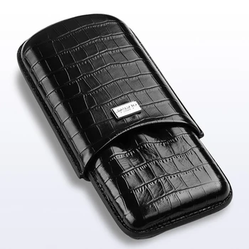 

JIFENG Cigar Smoking Accessories Travel Cigar Genuine Leather Case 3 Tubes Holder Cigar Humidor Cigarette Case With Gift Box