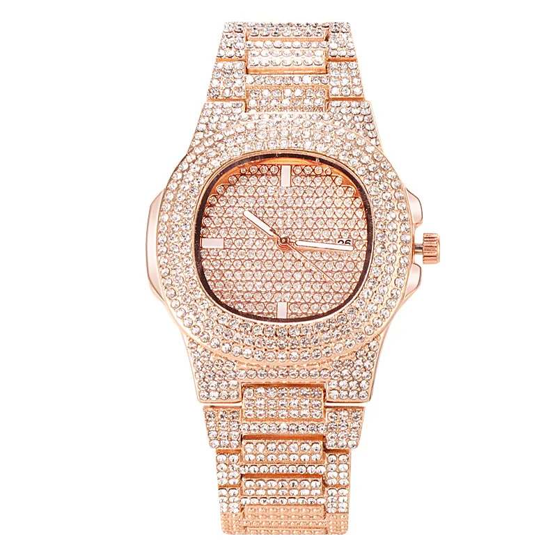 GUOU женские часы кварцевые роскошные женские часы с бриллиантами браслет из розового золота Женские часы relogio feminino saat - Цвет: rose gold