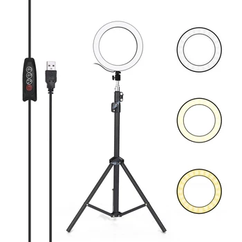 

16/26cm Photography LED Ring Light 3600-6000k Dimmable Photo Camera with 1.6M Stand Tripod for Makeup Video Live Studio