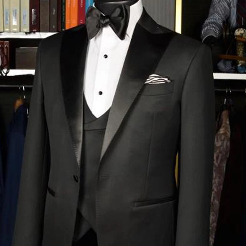 Men Black Wedding Tuxedo 3-piece Set