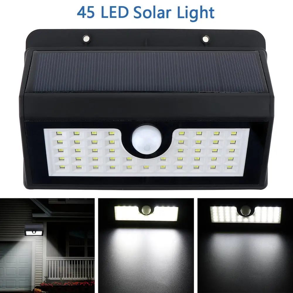 

Outdoor LED Solar Light 45 LED Solar Lamp Power PIR Motion Sensor Wall Light with 3 Modes Light for Garden / Yard / Driveway