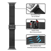 Bracelet milanais pour Apple Watch Ultra 3 2 49mm 44mm 42 46 44 40 41 45 38mm Bracelet en métal pour iwatch série 11 10 9 7 SE 8 7 bandes 2