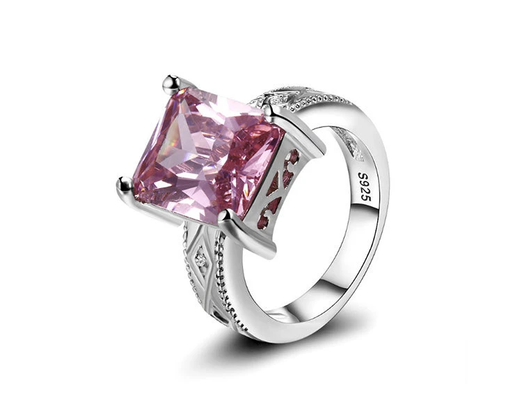 Legenstar фиолетовые/розовые кольца с большими кристаллами для женское серебряное кольцо Модный свадебный обручальный на палец кольцо ювелирные изделия - Цвет основного камня: Розовый