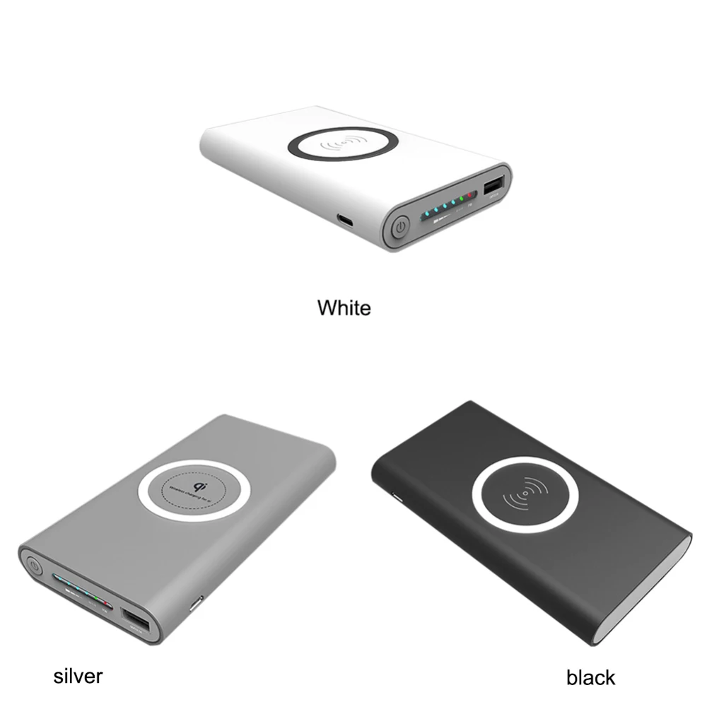 10000mAh Универсальное портативное зарядное устройство Qi Беспроводное зарядное устройство для iPhone samsung