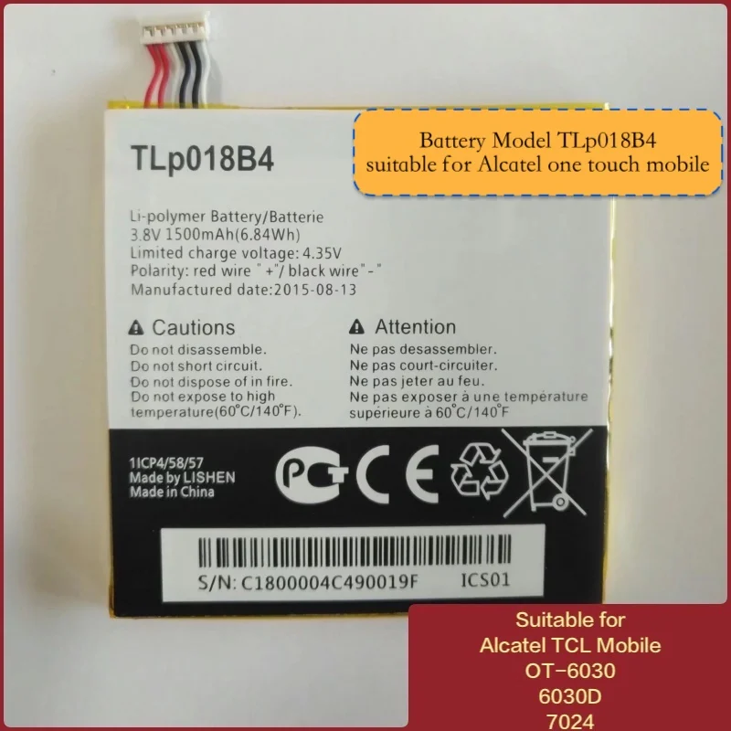 Аккумулятор подходит для Alcatel TCL Mobile с батареей модели TLp018B4 для OT-6030 6030d 7024