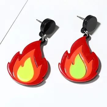 

Acrylic Red Fire Drop Earrings Pendant Statement Earrings Women Fashion Jewelry Y4QB