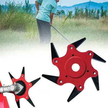 

6 Blades Cutter Head Grass Trimmer Brush 65Mn Weed Brush Cutting Head Garden Power Tool Accessories for Lawn Mower Garden Supply